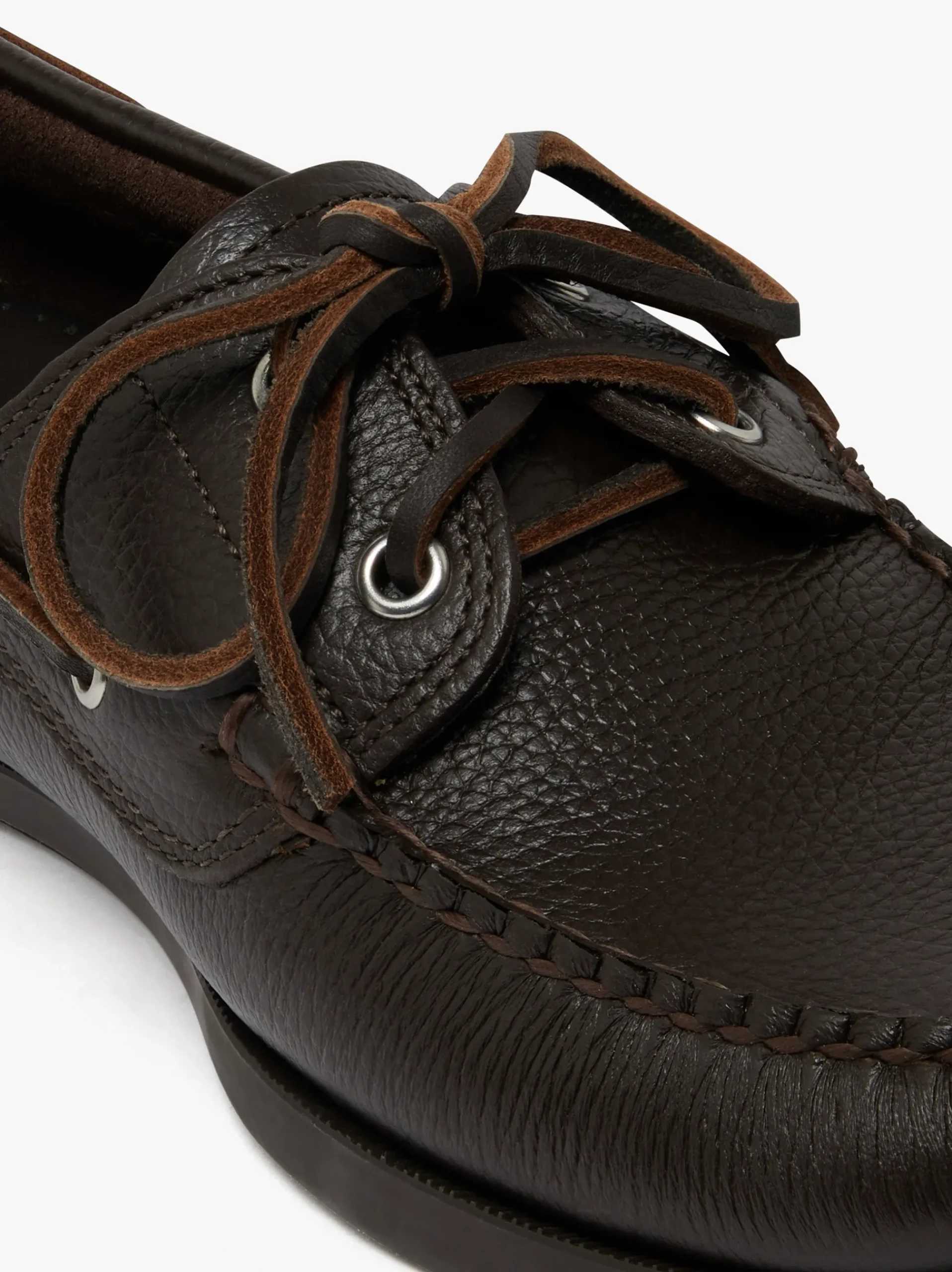 G.H.BASS Jetty II 2 Eye Boat Shoes Tumbled Leather Dark Brown