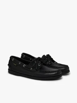 Sale G.H.BASS Jetty II 2 Eye Boat Shoes Leather Black