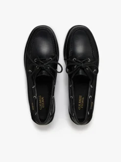 Sale G.H.BASS Jetty II 2 Eye Boat Shoes Leather Black
