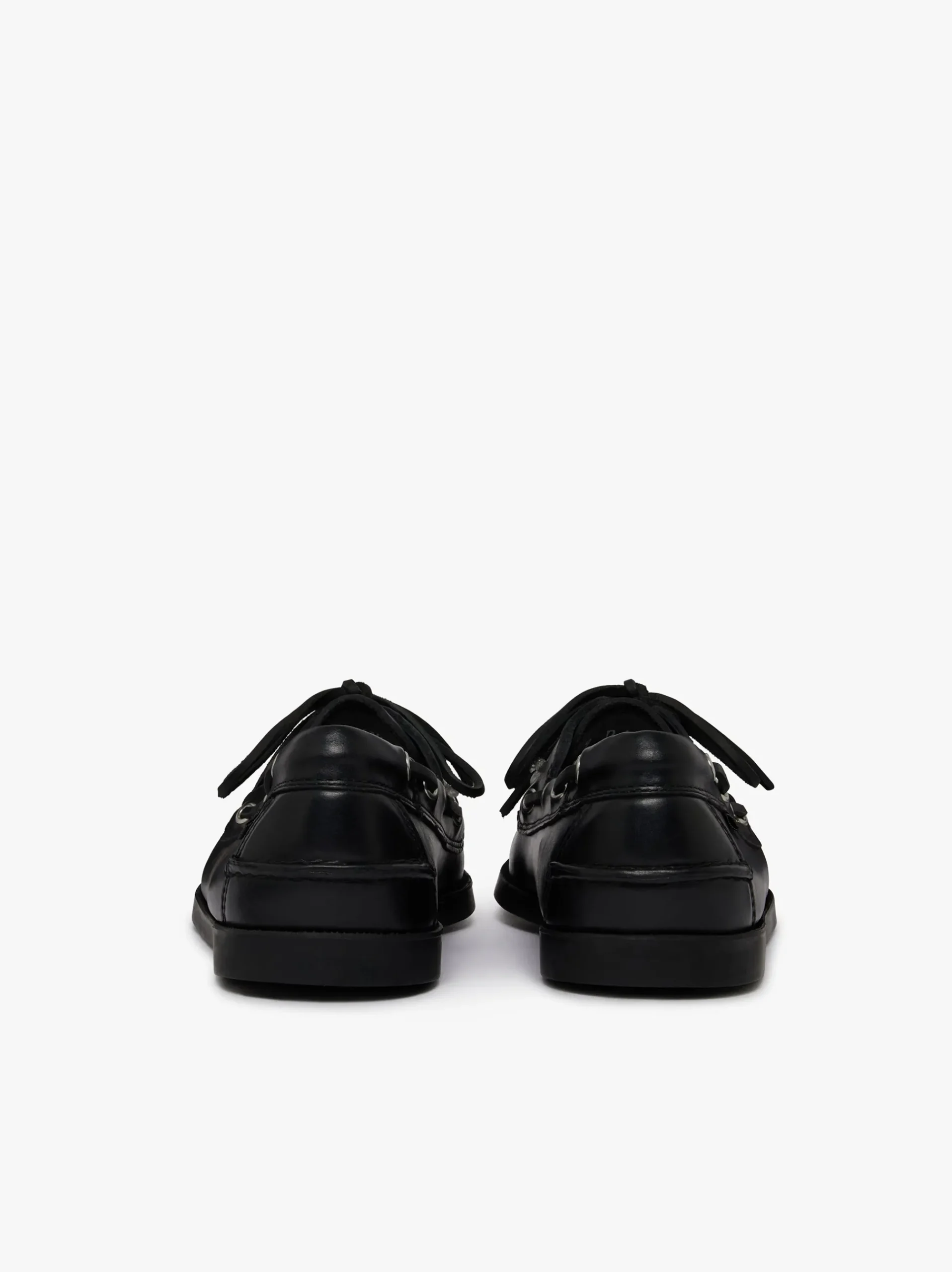 Sale G.H.BASS Jetty II 2 Eye Boat Shoes Leather Black