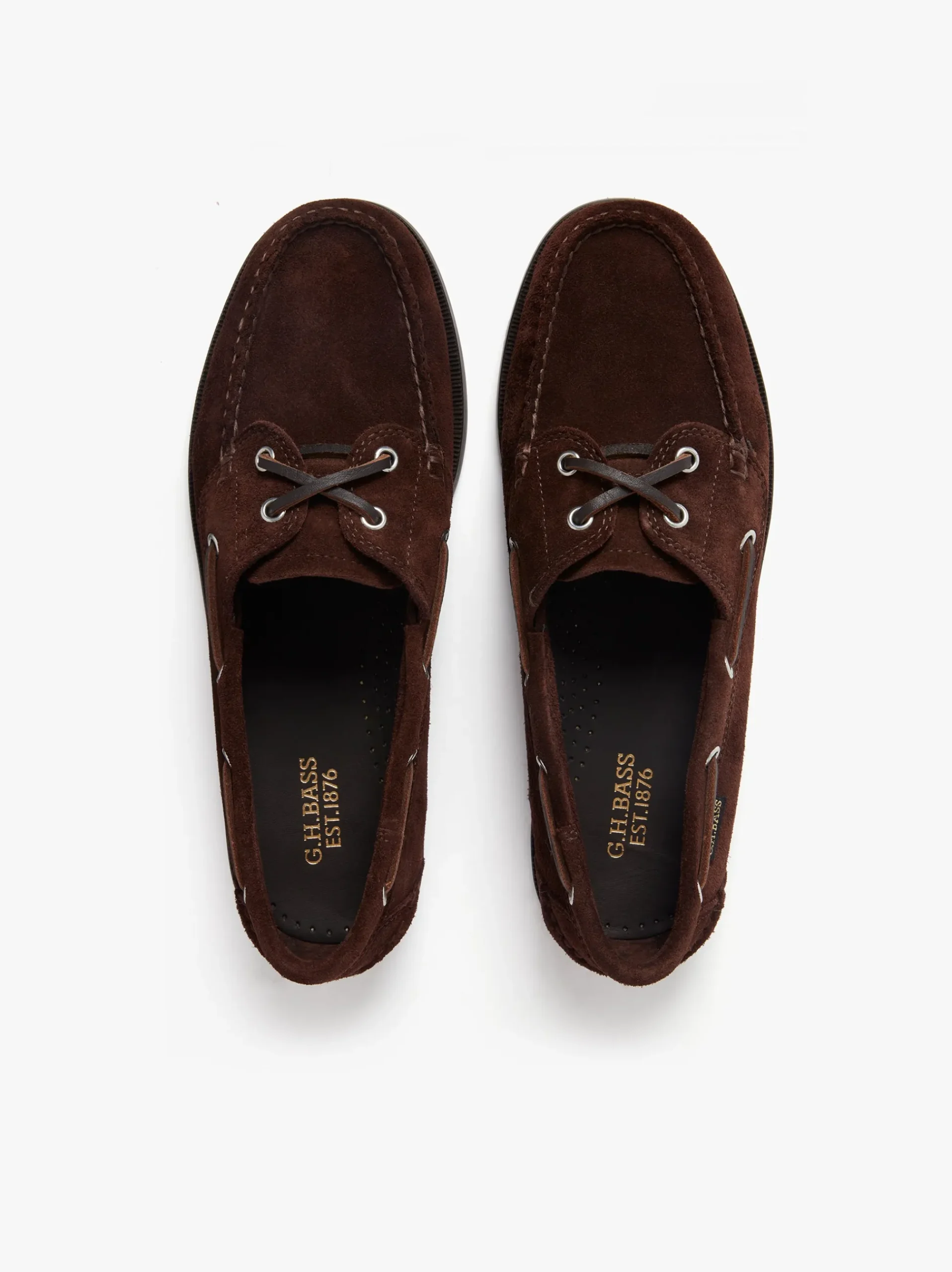Discount G.H.BASS Jetty II 2 Eye Boat Shoes Suede Chocolate