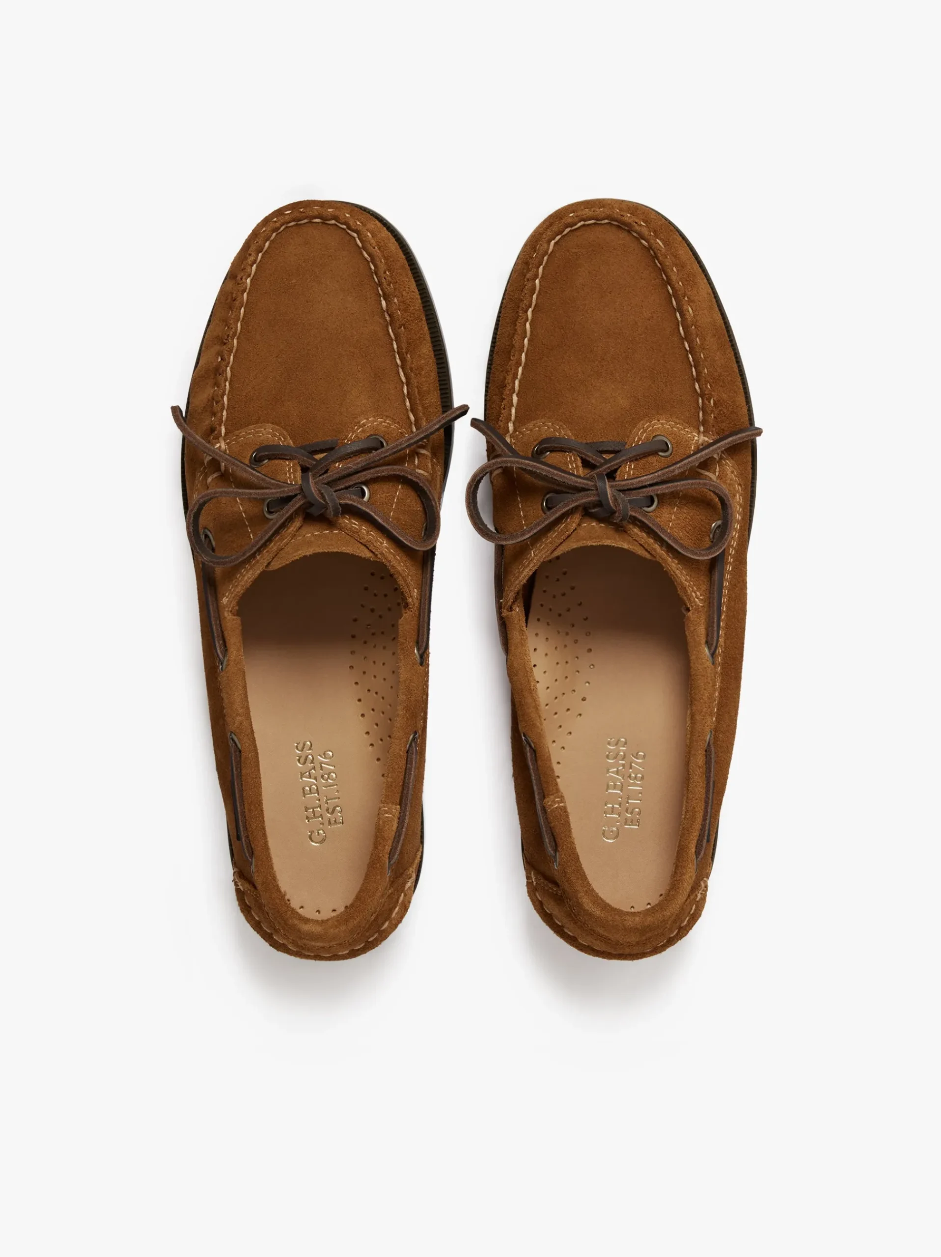 Online G.H.BASS Jetty II 2 Eye Boat Shoes Suede Mid Brown