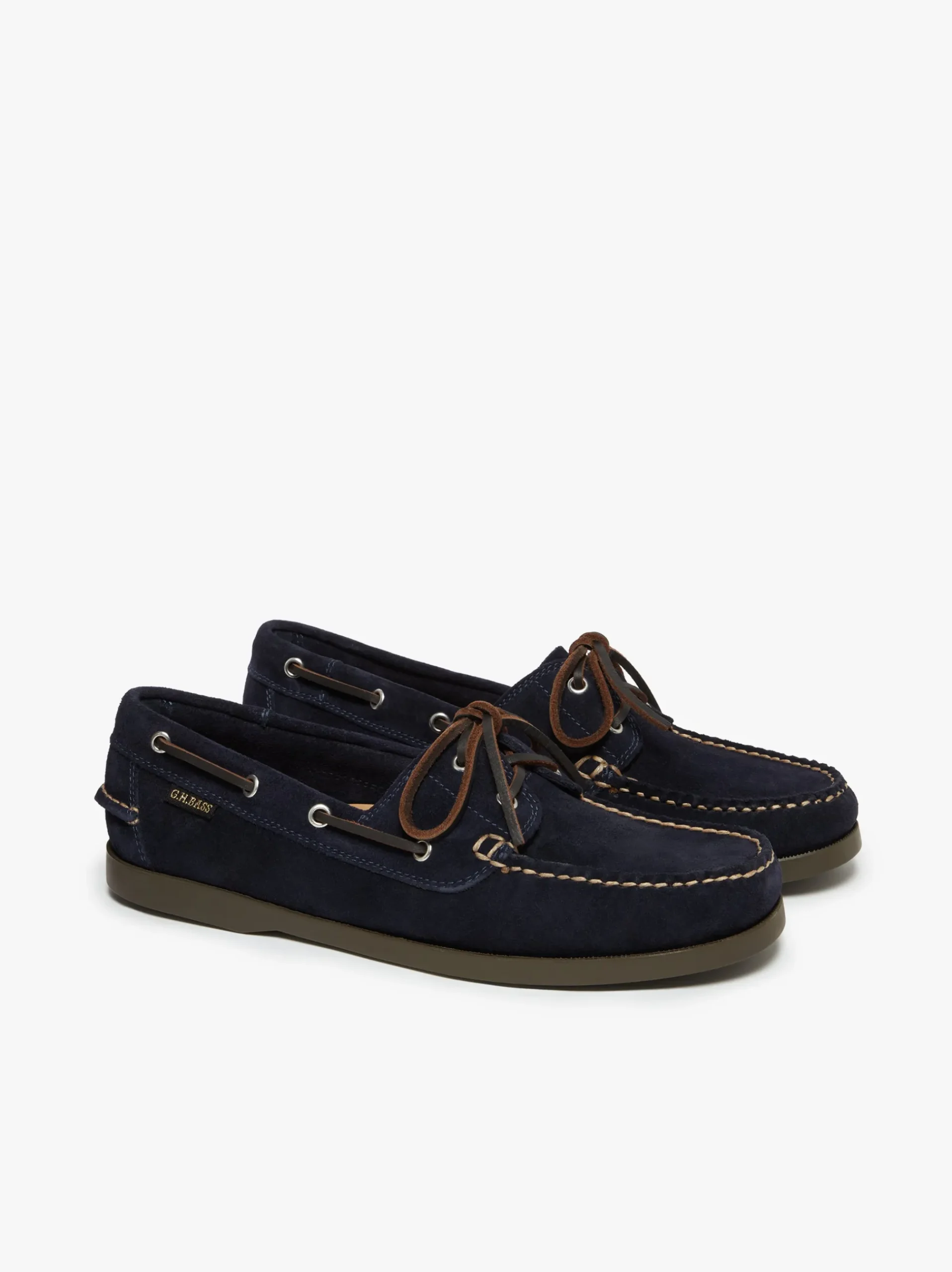 Sale G.H.BASS Jetty II 2 Eye Boat Shoes Suede Navy