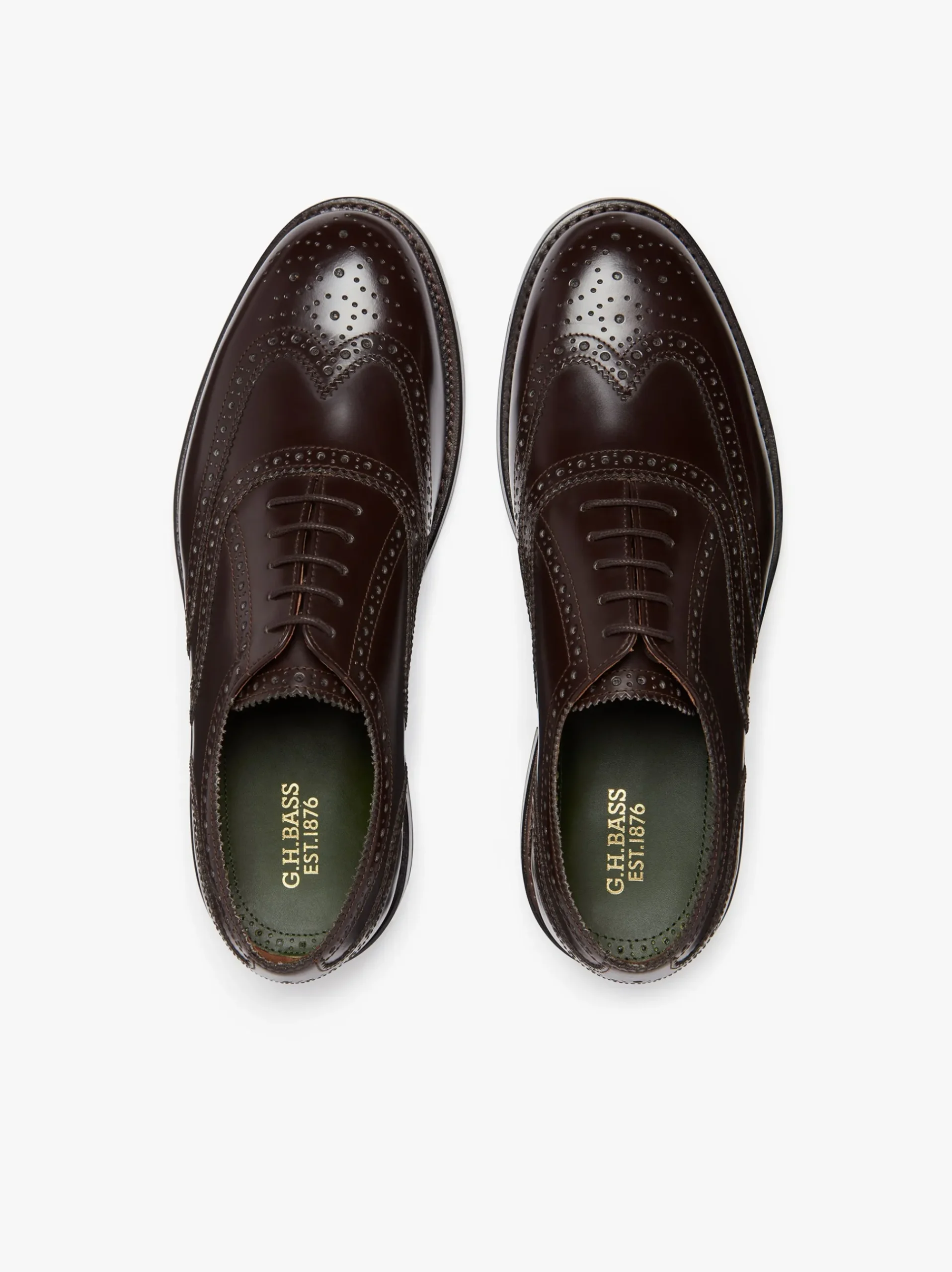 Clearance G.H.BASS Monogram Double Brogue Wingtip Leather Brown