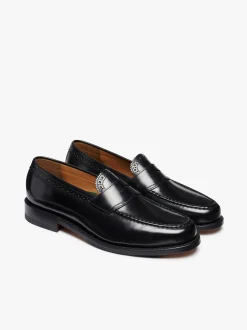 New G.H.BASS Monogram Loafers Leather Black