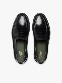 New G.H.BASS Monogram Loafers Leather Black