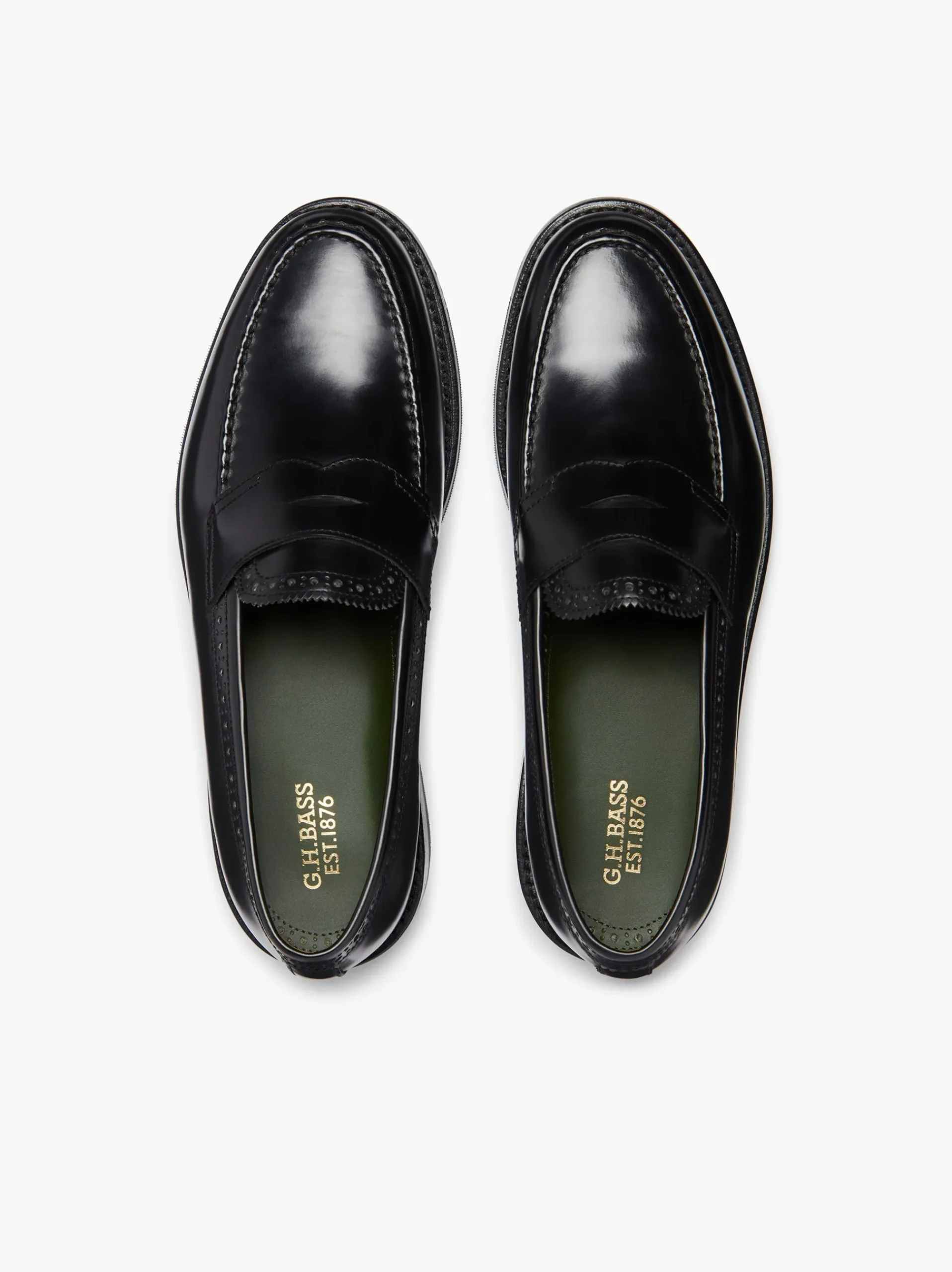 New G.H.BASS Monogram Loafers Leather Black
