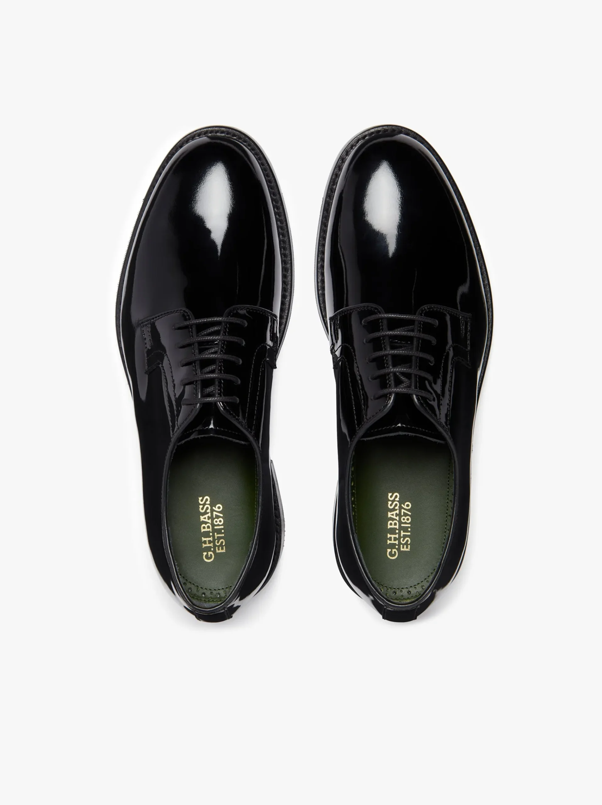 Outlet G.H.BASS Monogram Patent Derby Patent Leather Black