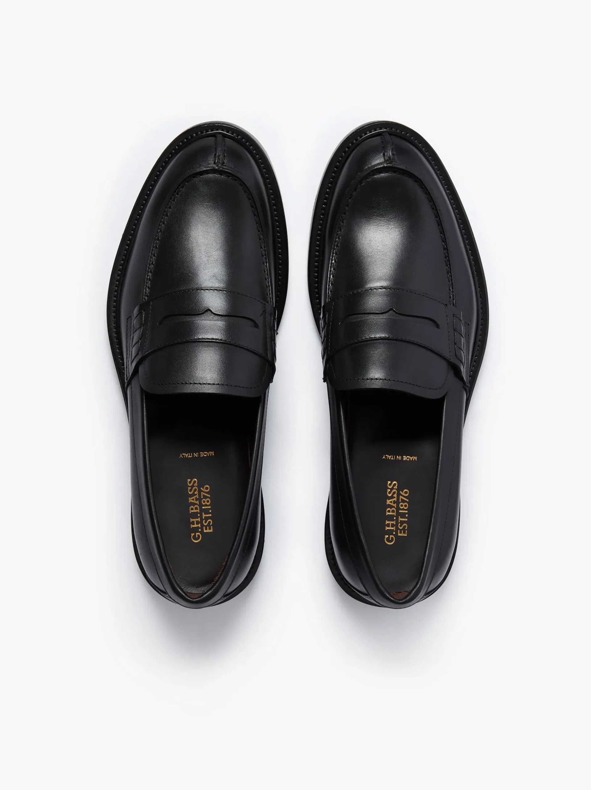 Hot G.H.BASS Stanford Penny Loafers Leather Black