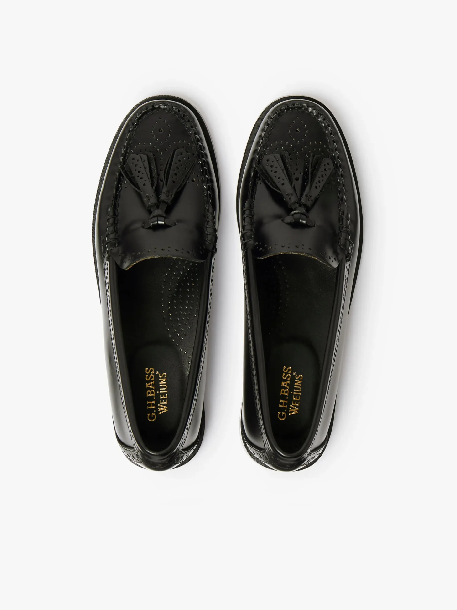 Outlet G.H.BASS Weejuns Estelle Brogue Tassel Loafers Leather Black