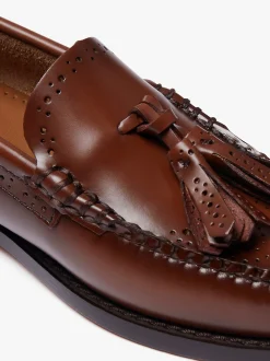 Hot G.H.BASS Weejuns Estelle Brogue Tassel Loafers Leather Cognac