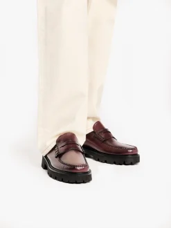 Discount G.H.BASS Weejuns Grace Super Lug Penny Loafers Leather Wine