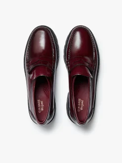 Discount G.H.BASS Weejuns Grace Super Lug Penny Loafers Leather Wine