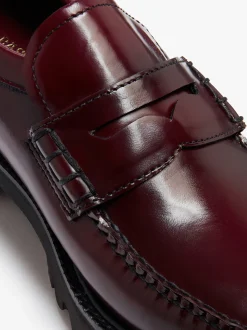 Discount G.H.BASS Weejuns Grace Super Lug Penny Loafers Leather Wine