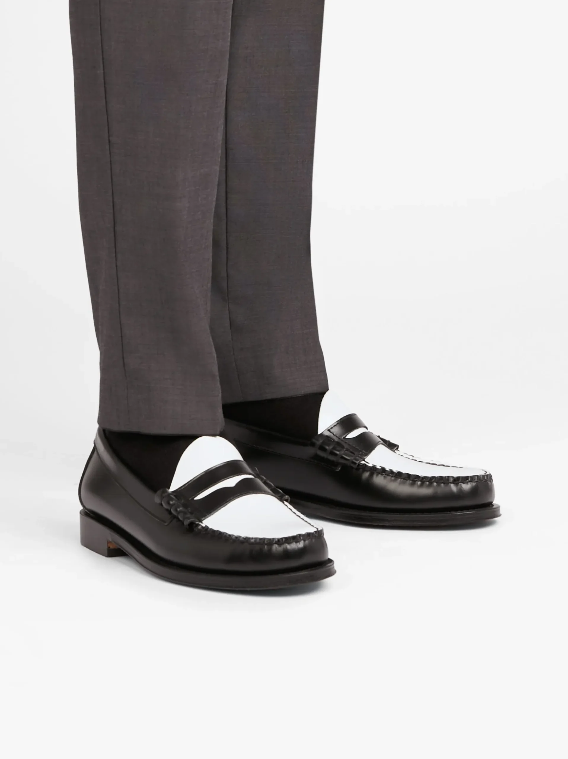 Best G.H.BASS Weejuns Larson Penny Loafers Leather Black & White