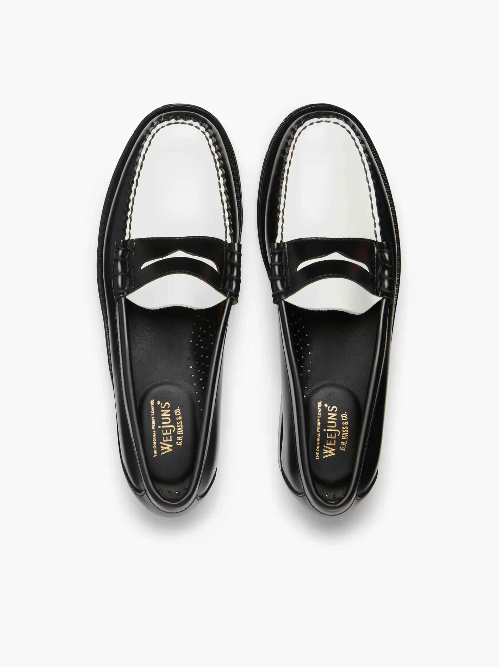 Best G.H.BASS Weejuns Larson Penny Loafers Leather Black & White