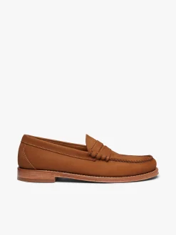 New G.H.BASS Weejuns Larson Penny Loafers Tan Nubuck