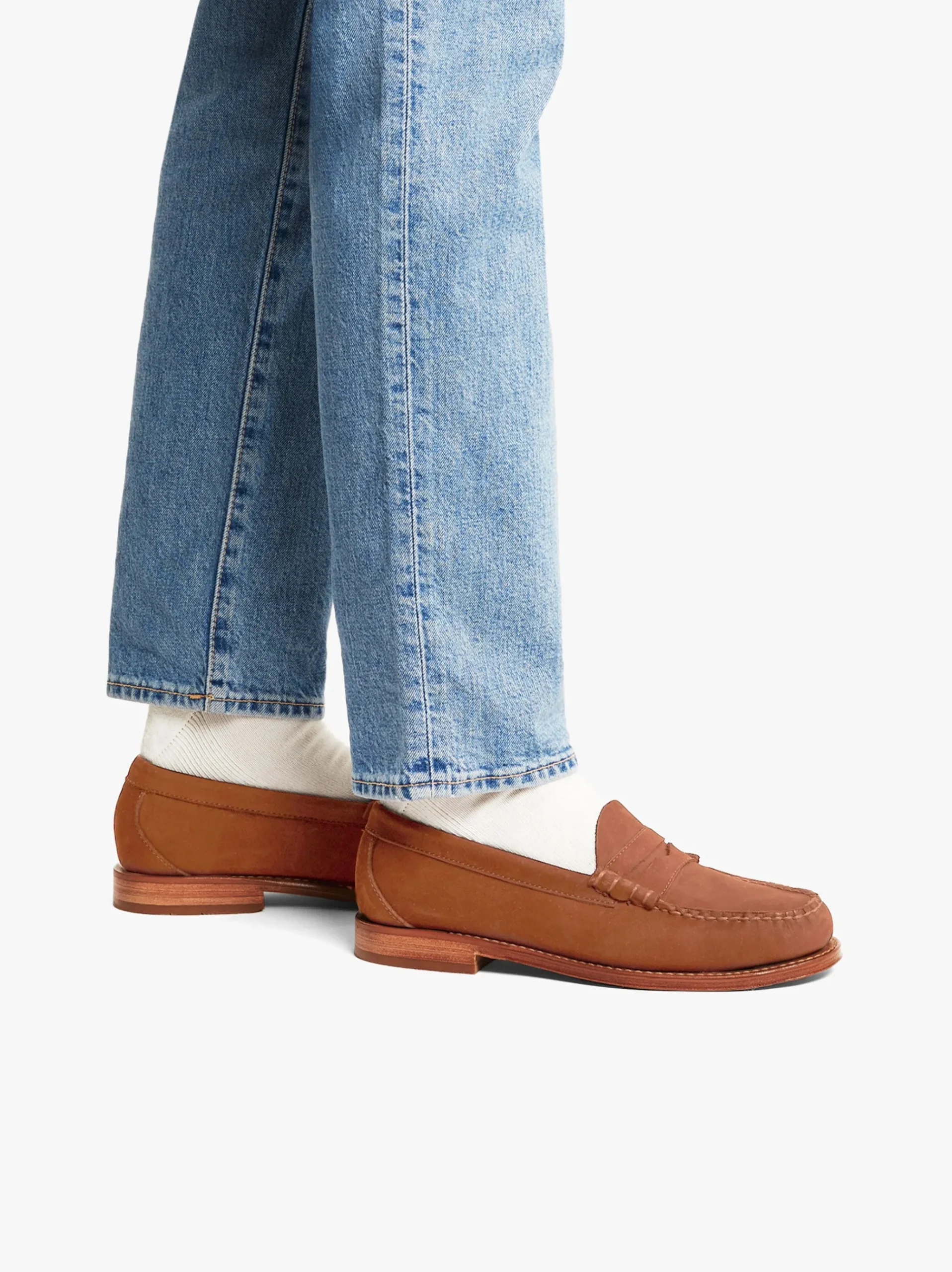 New G.H.BASS Weejuns Larson Penny Loafers Tan Nubuck