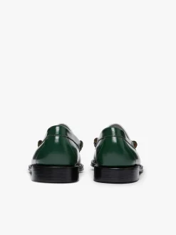 Discount G.H.BASS Weejuns Larson Penny Loafers Leather Green & White