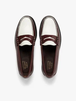 Outlet G.H.BASS Weejuns Larson Penny Loafers Leather Wine & White