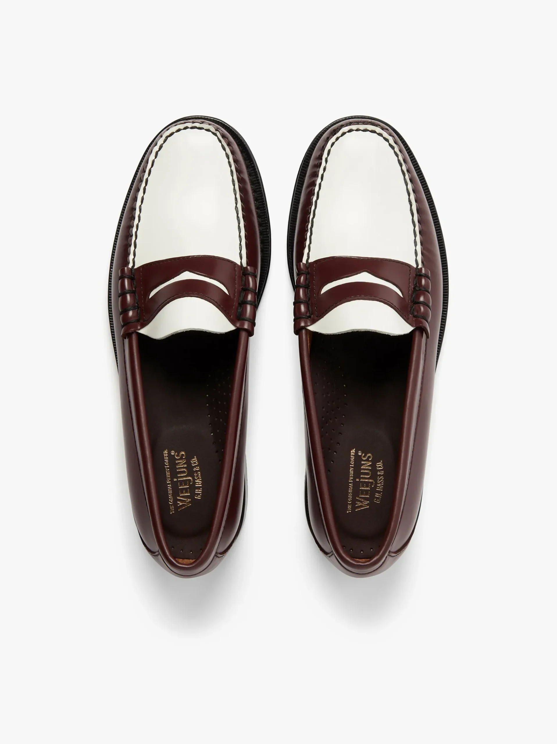 Outlet G.H.BASS Weejuns Larson Penny Loafers Leather Wine & White