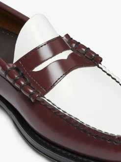 Outlet G.H.BASS Weejuns Larson Penny Loafers Leather Wine & White