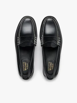 Best G.H.BASS Weejuns Larson Penny Loafers Contrast Stitch Leather Black