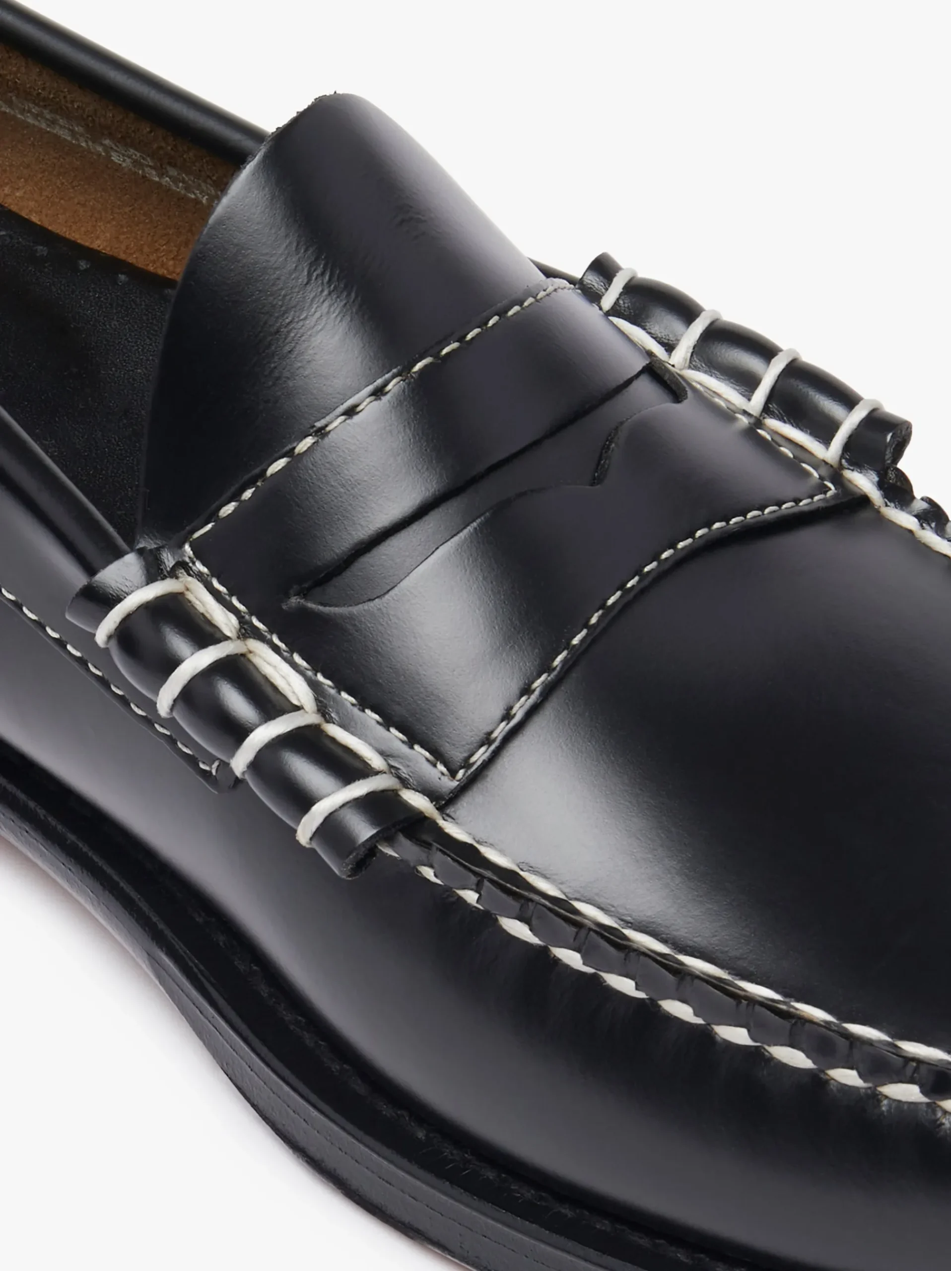Best G.H.BASS Weejuns Larson Penny Loafers Contrast Stitch Leather Black