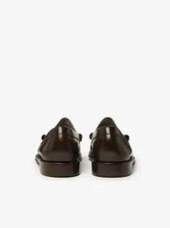 Sale G.H.BASS Weejuns Larson Penny Loafers Leather Dark Brown & White