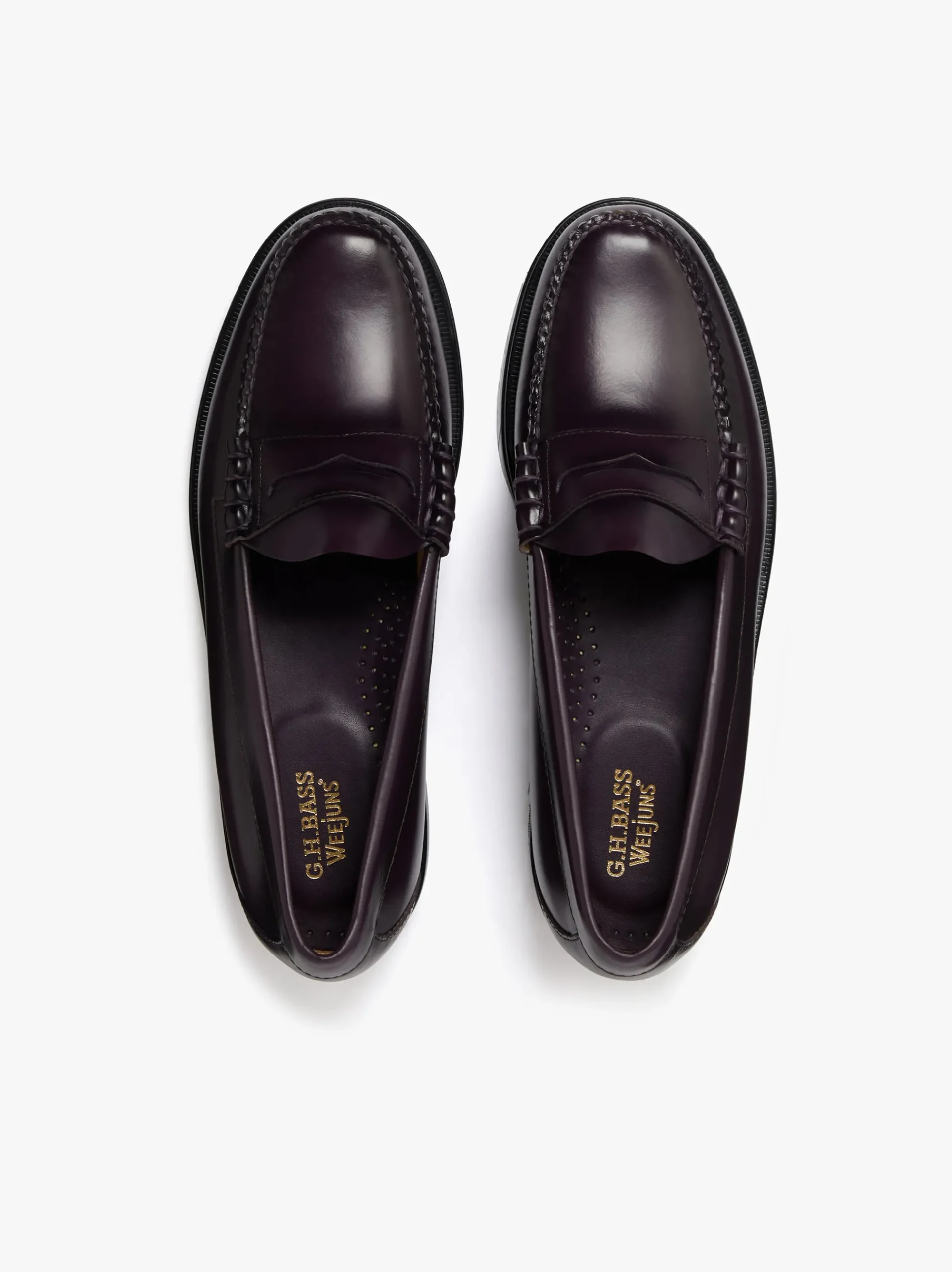 Outlet G.H.BASS Weejuns Larson Penny Loafers leather Plum