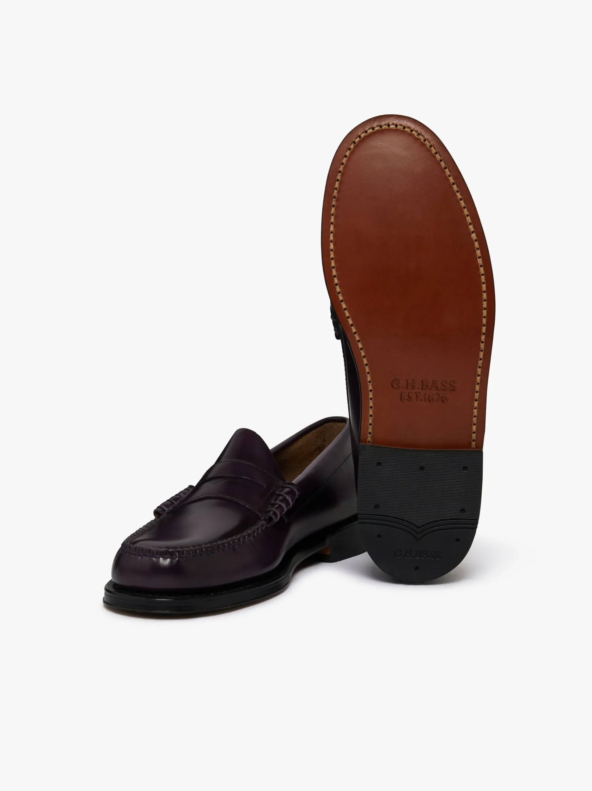 Outlet G.H.BASS Weejuns Larson Penny Loafers leather Plum