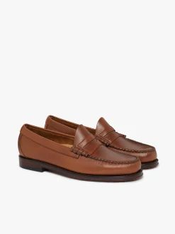 Outlet G.H.BASS Weejuns Larson Penny Loafers Tan pull up leather Wine