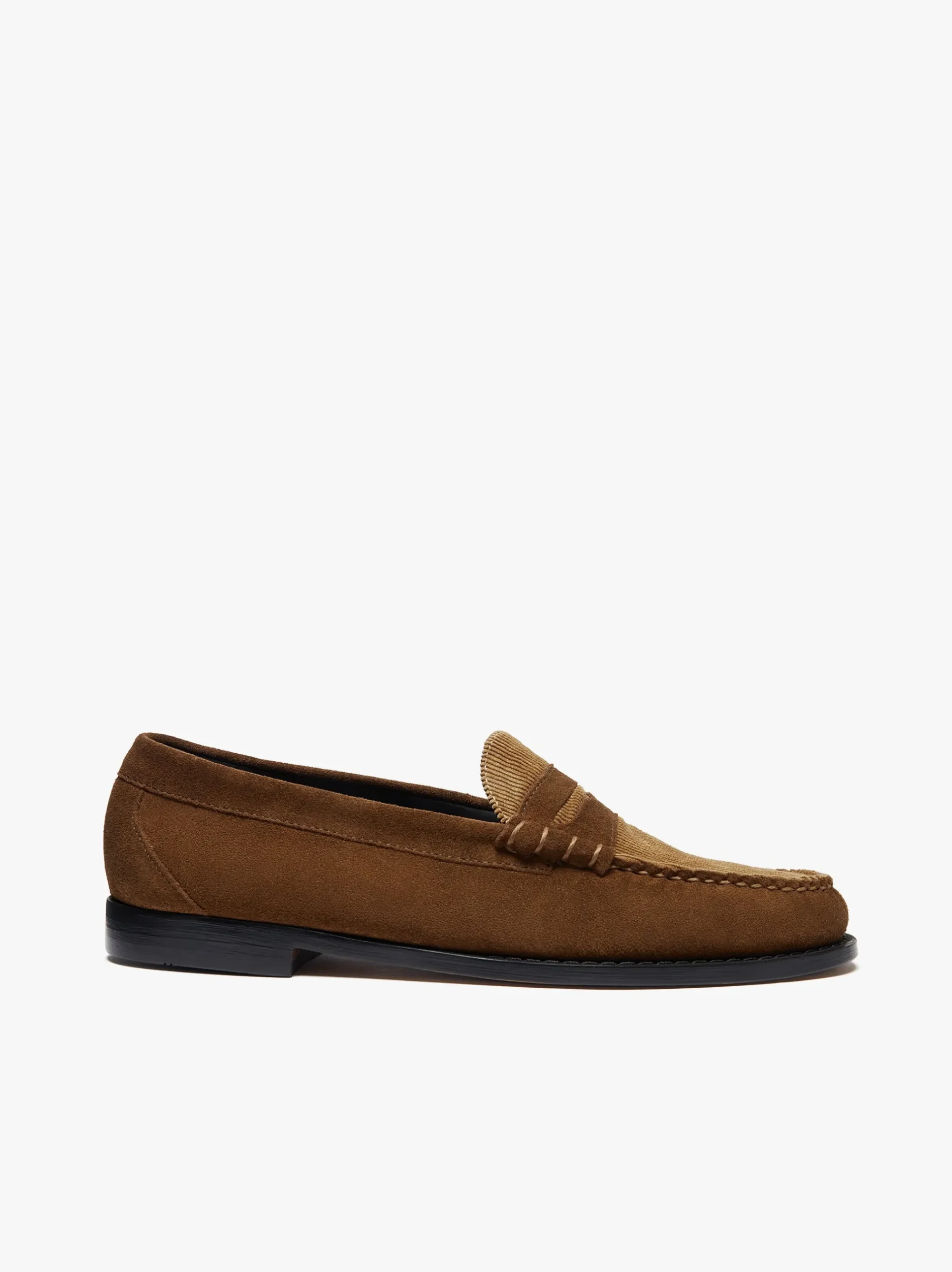 G.H.BASS Weejuns Larson Penny Loafers Dark Brown Suede and Brown Corduroy