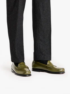 G.H.BASS Weejuns Larson Penny Loafers green leather Olive