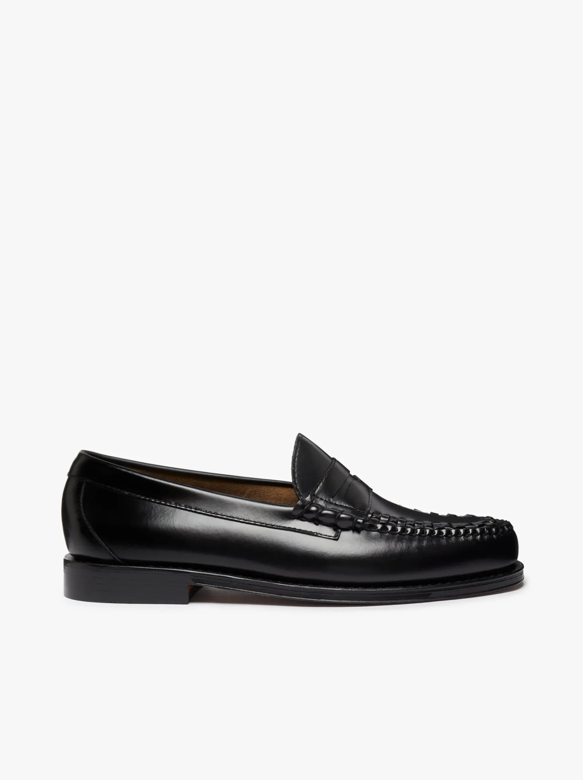 G.H.BASS Weejuns Larson Weave Loafers Black Leather Black with White Check