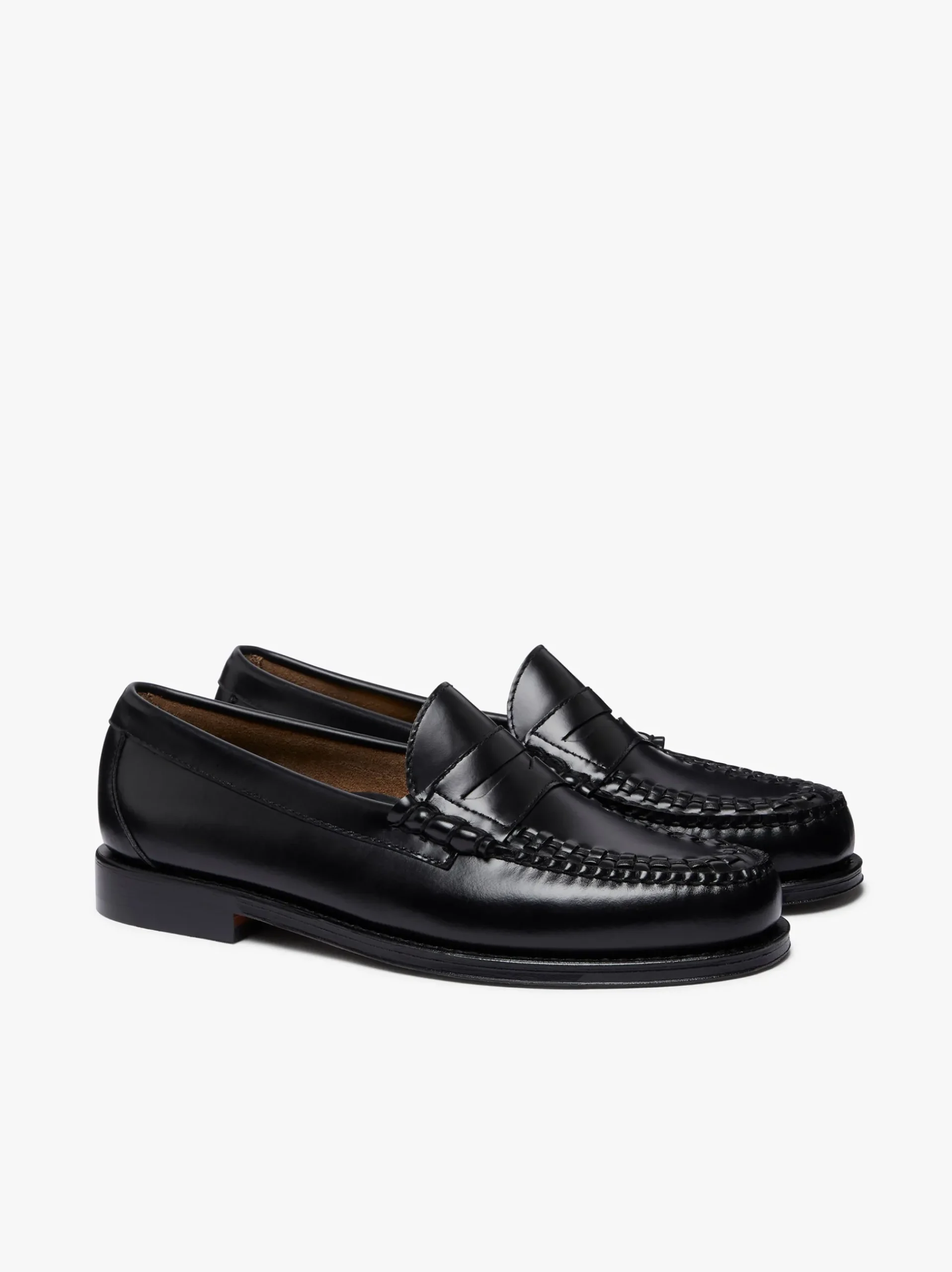 G.H.BASS Weejuns Larson Weave Loafers Black Leather Black with White Check