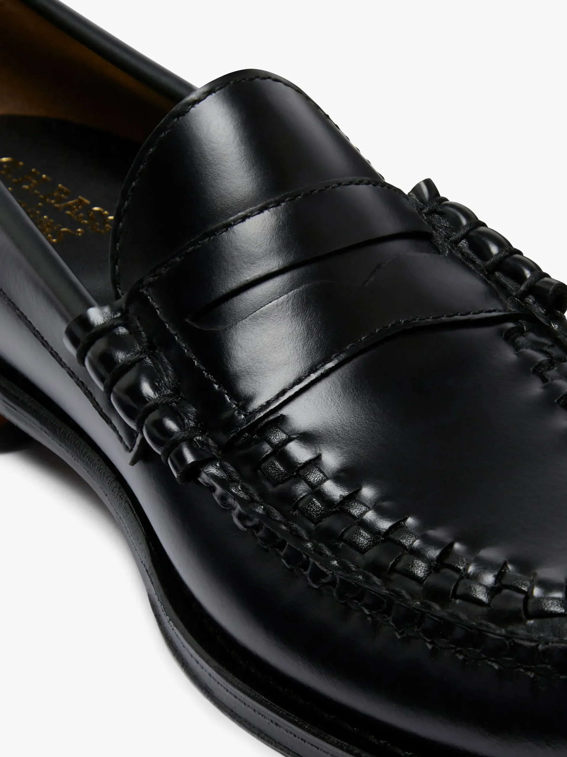 G.H.BASS Weejuns Larson Weave Loafers Black Leather Black with White Check