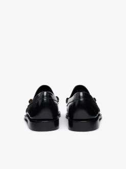 G.H.BASS Weejuns Larson Weave Loafers Black & White Leather
