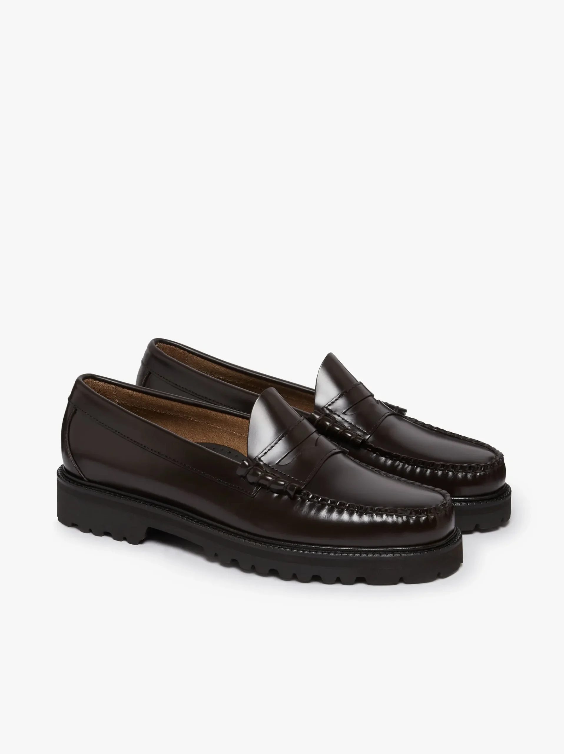 Clearance G.H.BASS Weejuns Lug Larson Penny Loafers leather with lug sole Chocolate