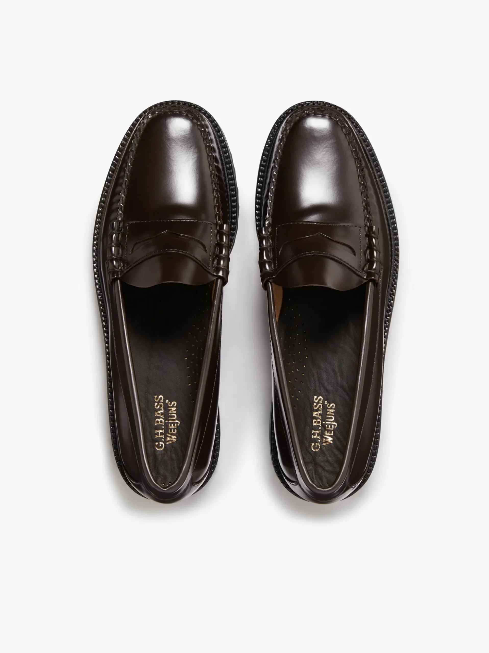 Clearance G.H.BASS Weejuns Lug Larson Penny Loafers leather with lug sole Chocolate