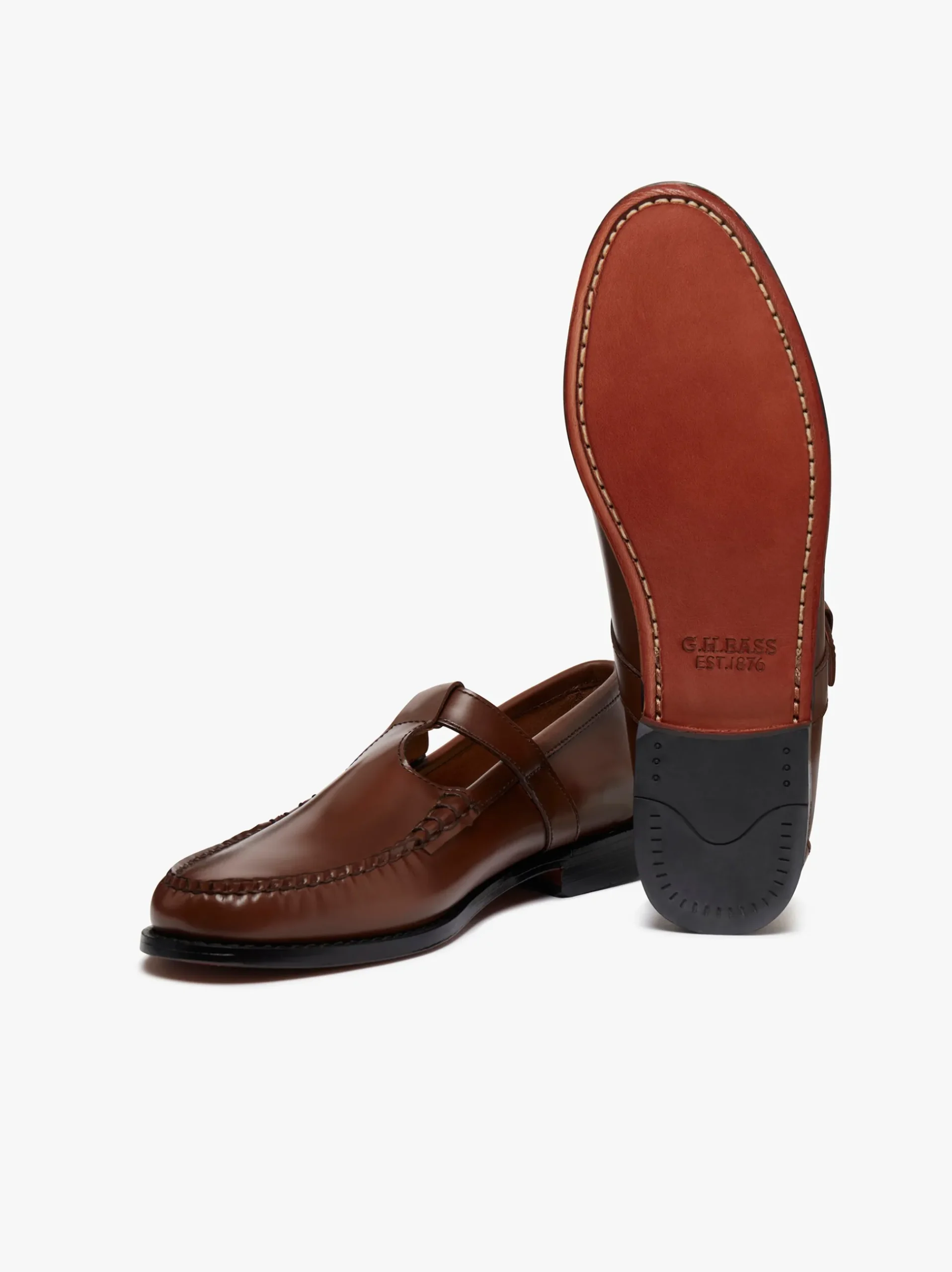 Discount G.H.BASS Weejuns Mary Janes Leather Cognac