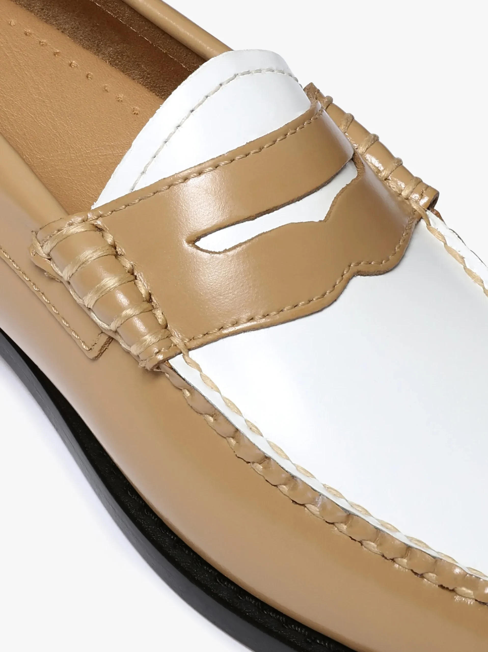 Discount G.H.BASS Weejuns Penny Loafers Beige and white soft leather