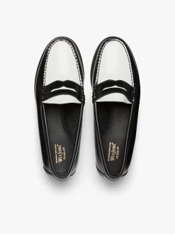 New G.H.BASS Weejuns Penny Loafers Leather Black & White