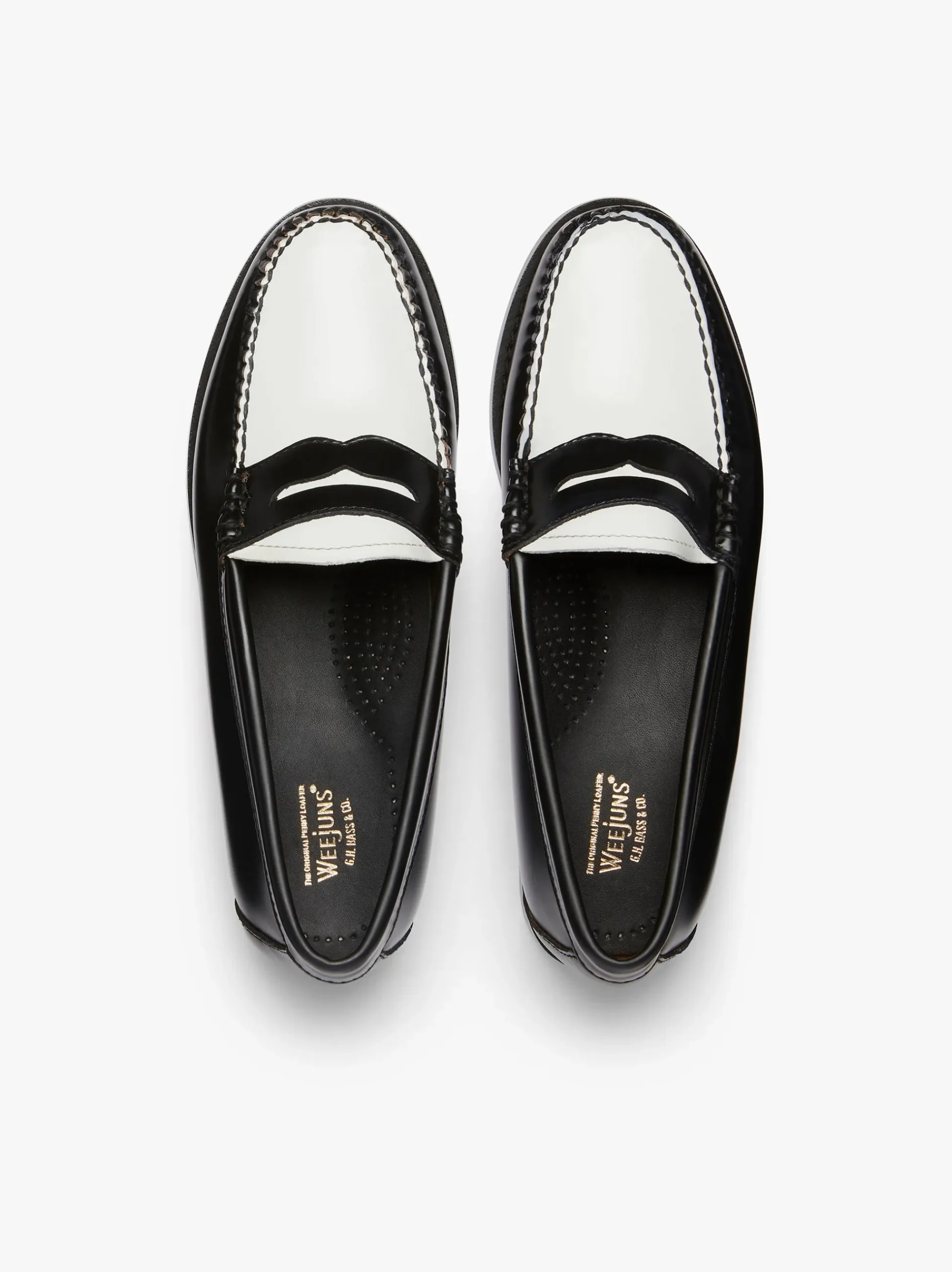 New G.H.BASS Weejuns Penny Loafers Leather Black & White