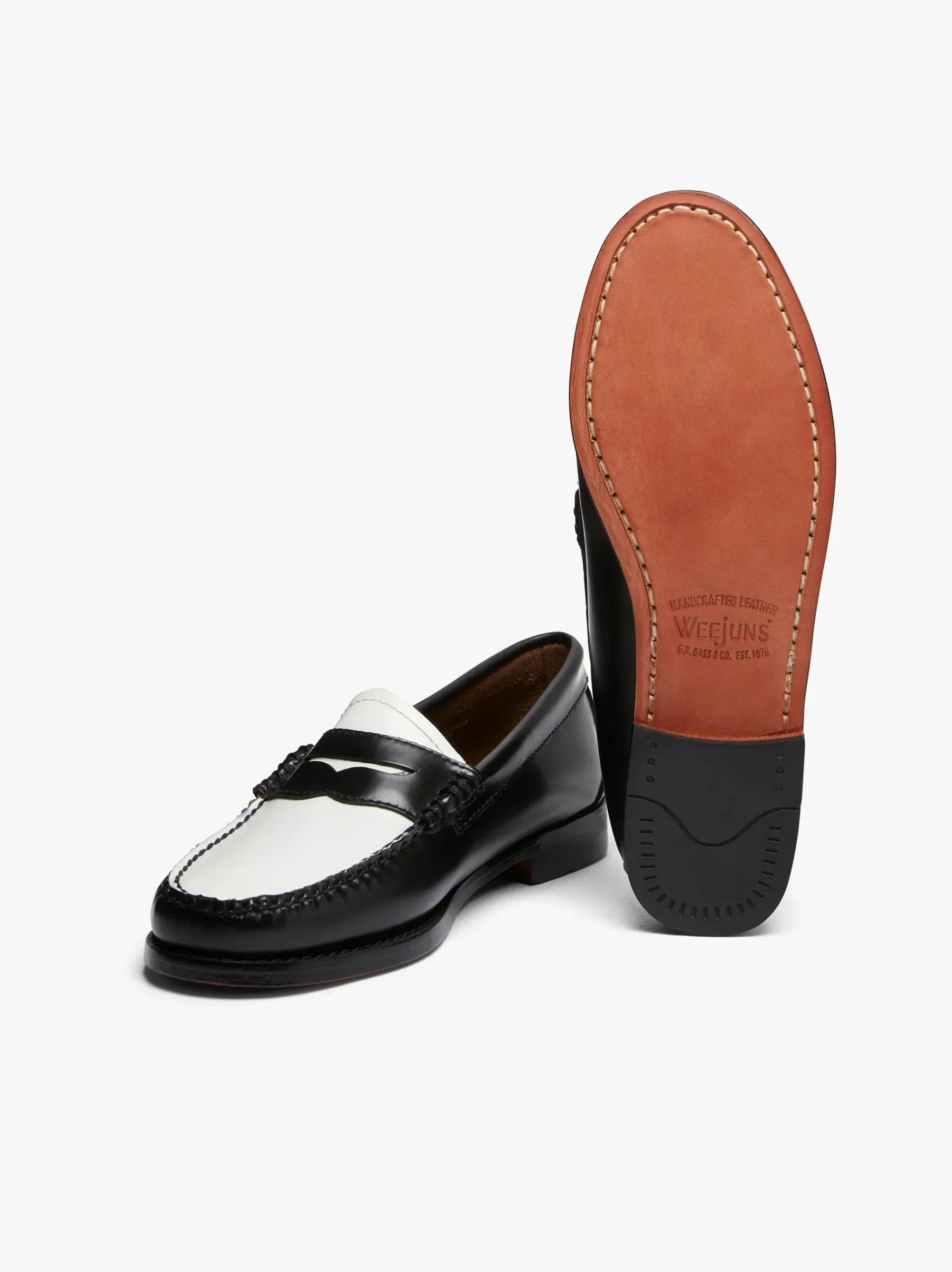 New G.H.BASS Weejuns Penny Loafers Leather Black & White