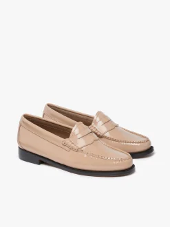 G.H.BASS Weejuns Penny Loafers Patent Leather Light Taupe
