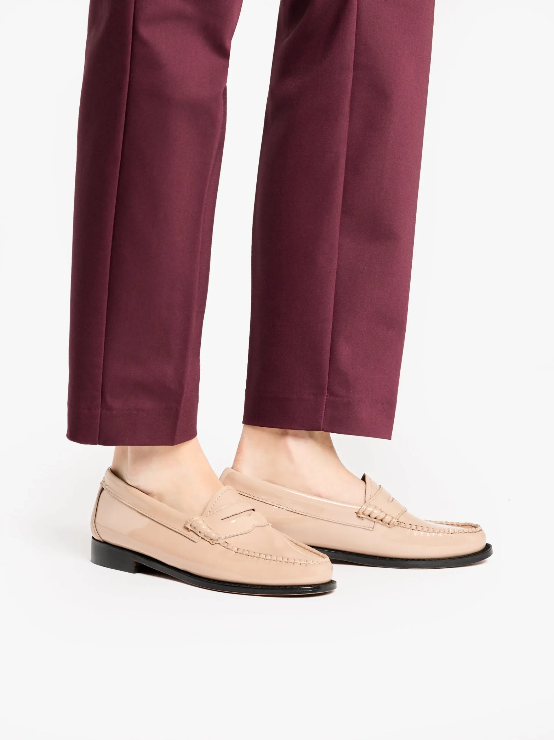 G.H.BASS Weejuns Penny Loafers Patent Leather Light Taupe