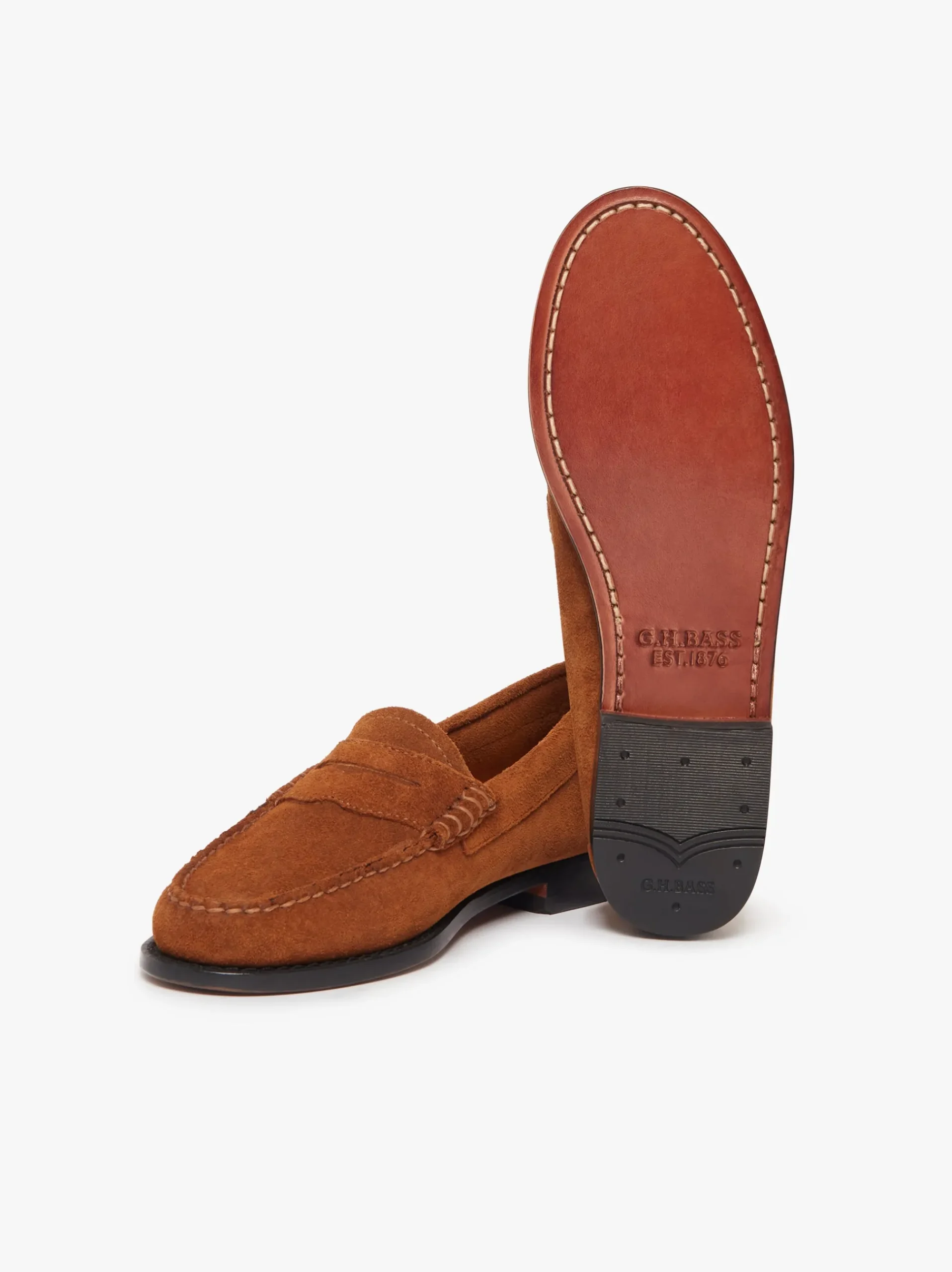 Hot G.H.BASS Weejuns Penny Loafers suede Mid Brown