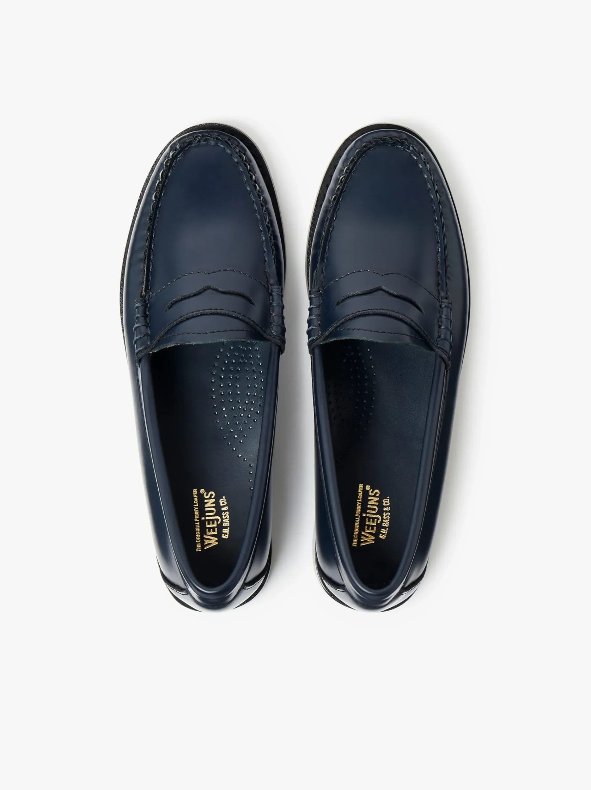 New G.H.BASS Weejuns Penny Loafers Leather Navy