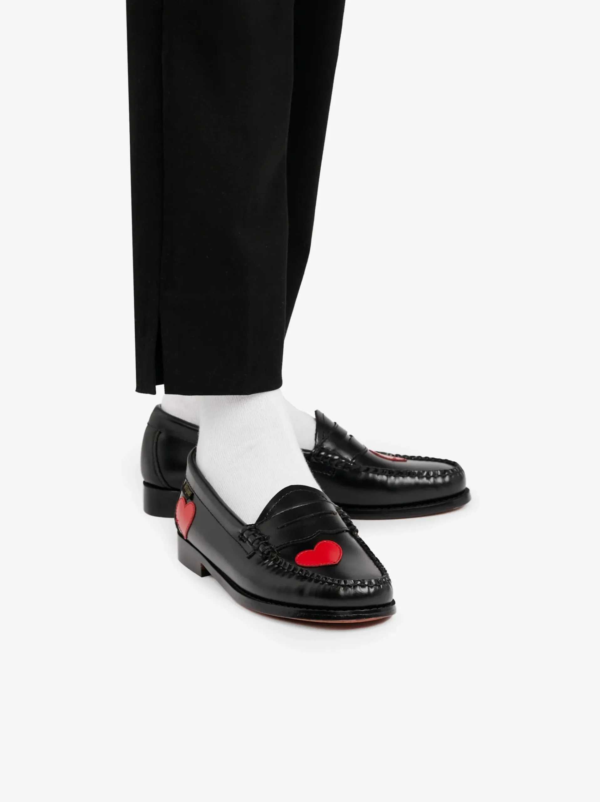 Hot G.H.BASS Weejuns Penny Love Loafers Leather Red & Black